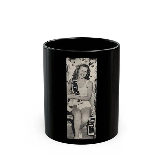 Penny Duncan #71 - [Pages 42] 1 small cropped B&W Miss America Title Pin-Up Photo from REAL FOR MEN Mag. Jan. '53 (Vintage Female Icon) Black Coffee Mug 11oz - Go Mug Yourself