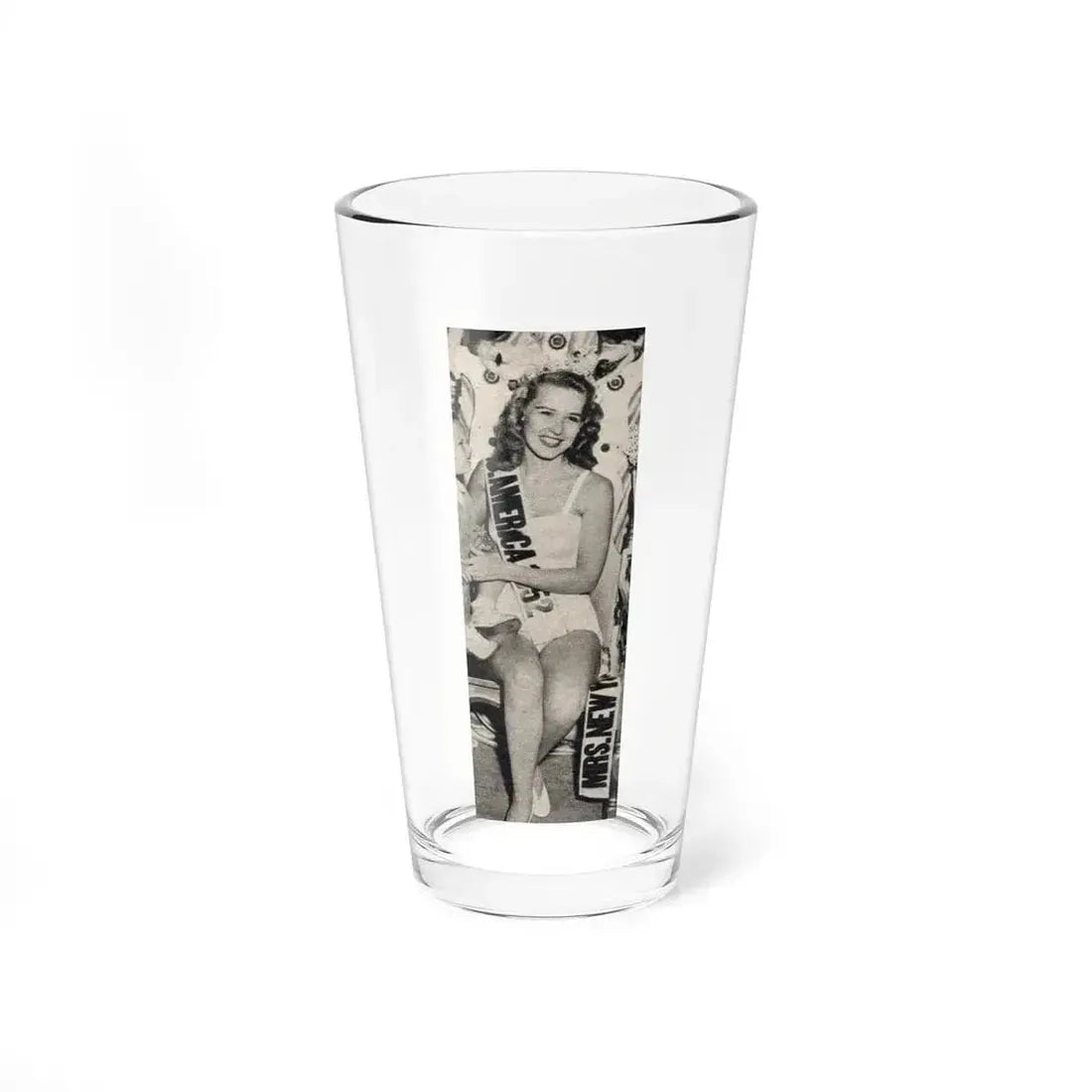 Penny Duncan #71 - [Pages 42] 1 small cropped B&W Miss America Title Pin-Up Photo from REAL FOR MEN Mag. Jan. '53 (Vintage Female Icon) Pint Glass 16oz 16oz - Go Mug Yourself