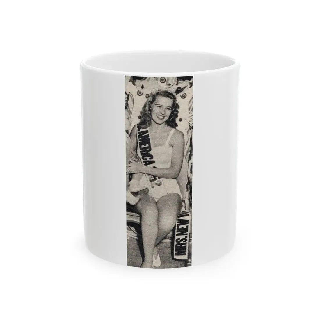 Penny Duncan #71 - [Pages 42] 1 small cropped B&W Miss America Title Pin-Up Photo from REAL FOR MEN Mag. Jan. '53 (Vintage Female Icon) White Coffee Mug 11oz - Go Mug Yourself
