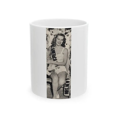 Penny Duncan #71 - [Pages 42] 1 small cropped B&W Miss America Title Pin-Up Photo from REAL FOR MEN Mag. Jan. '53 (Vintage Female Icon) White Coffee Mug 11oz - Go Mug Yourself
