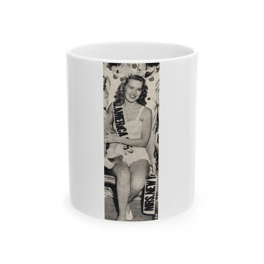 Penny Duncan #71 - [Pages 42] 1 small cropped B&W Miss America Title Pin-Up Photo from REAL FOR MEN Mag. Jan. '53 (Vintage Female Icon) White Coffee Mug 11oz - Go Mug Yourself