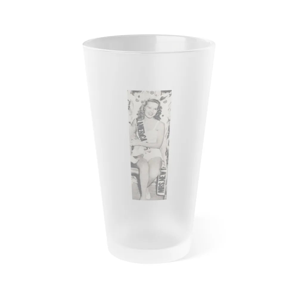 Penny Duncan #71 - [Pages 42] 1 small cropped B&W Miss America Title Pin-Up Photo from REAL FOR MEN Mag. Jan. '53 (Vintage Female Icon) Frosted Pint Glass 16oz-16oz-Frosted-Go Mug Yourself