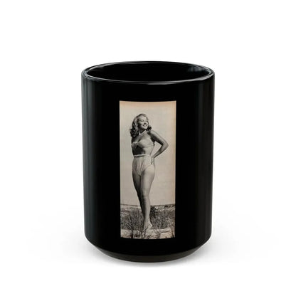 Penny Duncan #72 - [Pages 43] 1 large cropped B&W Pin-Up Photo from REAL FOR MEN Mag. Jan. '53 (Vintage Female Icon) Black Coffee Mug 15oz - Go Mug Yourself
