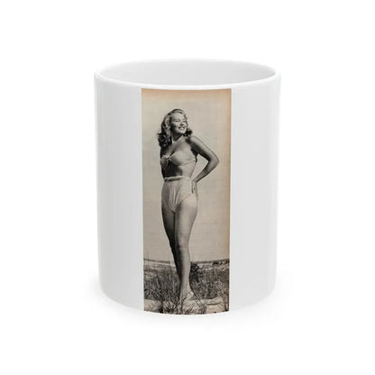 Penny Duncan #72 - [Pages 43] 1 large cropped B&W Pin-Up Photo from REAL FOR MEN Mag. Jan. '53 (Vintage Female Icon) White Coffee Mug 11oz - Go Mug Yourself