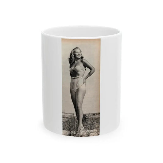 Penny Duncan #72 - [Pages 43] 1 large cropped B&W Pin-Up Photo from REAL FOR MEN Mag. Jan. '53 (Vintage Female Icon) White Coffee Mug 11oz - Go Mug Yourself