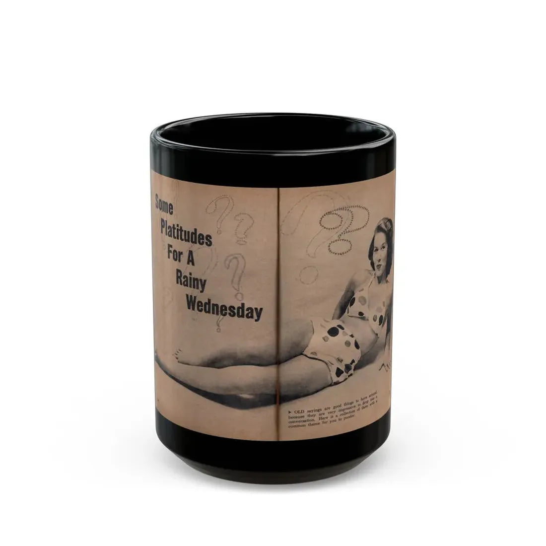 Penny Duncan #73 - [Pages 68 & 69] Featuring, Penny Centerfold, Headline & Caption from EYE Digest Mag. April '56 (Vintage Female Icon) Black Coffee Mug 15oz - Go Mug Yourself