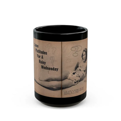 Penny Duncan #73 - [Pages 68 & 69] Featuring, Penny Centerfold, Headline & Caption from EYE Digest Mag. April '56 (Vintage Female Icon) Black Coffee Mug 15oz - Go Mug Yourself