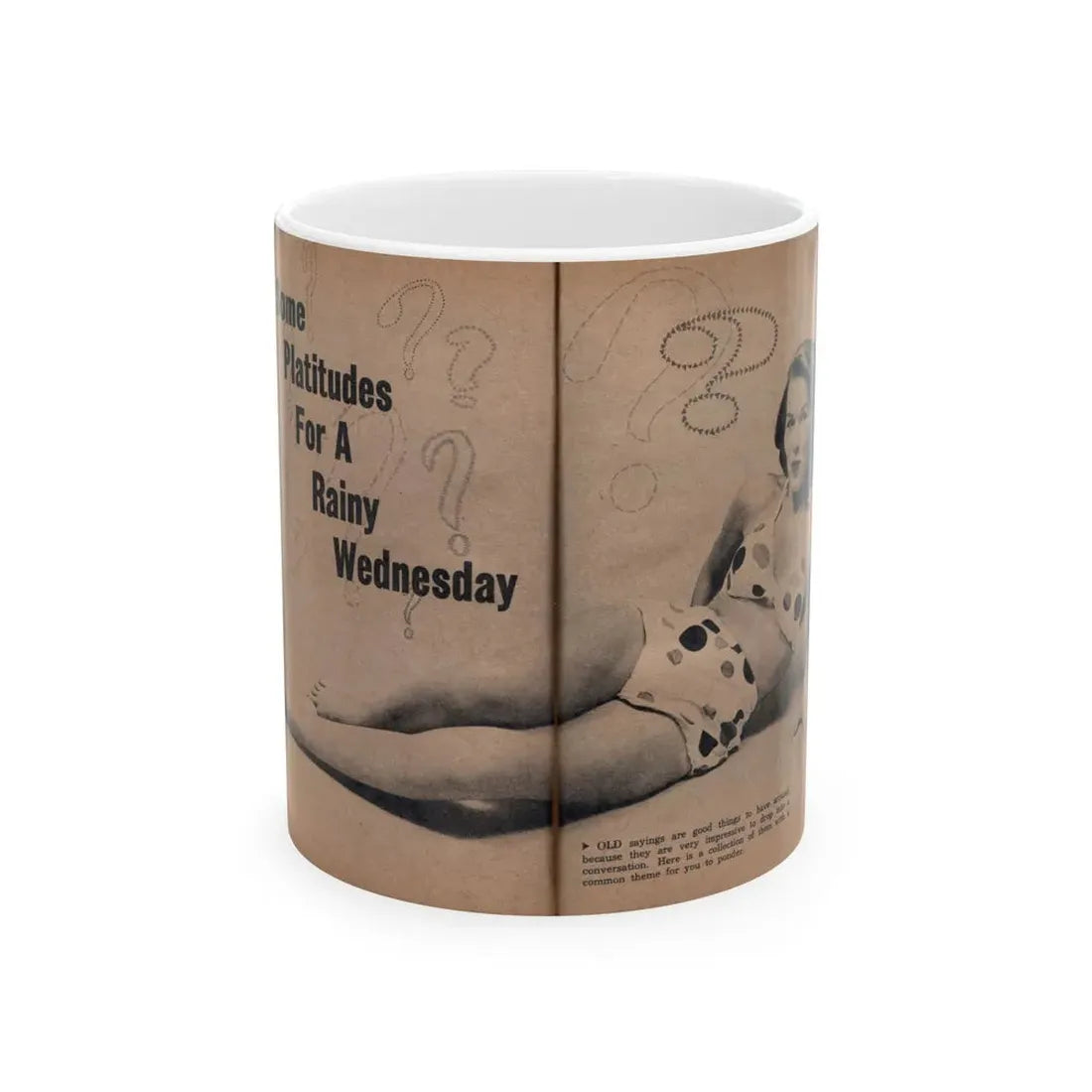 Penny Duncan #73 - [Pages 68 & 69] Featuring, Penny Centerfold, Headline & Caption from EYE Digest Mag. April '56 (Vintage Female Icon) White Coffee Mug 11oz - Go Mug Yourself