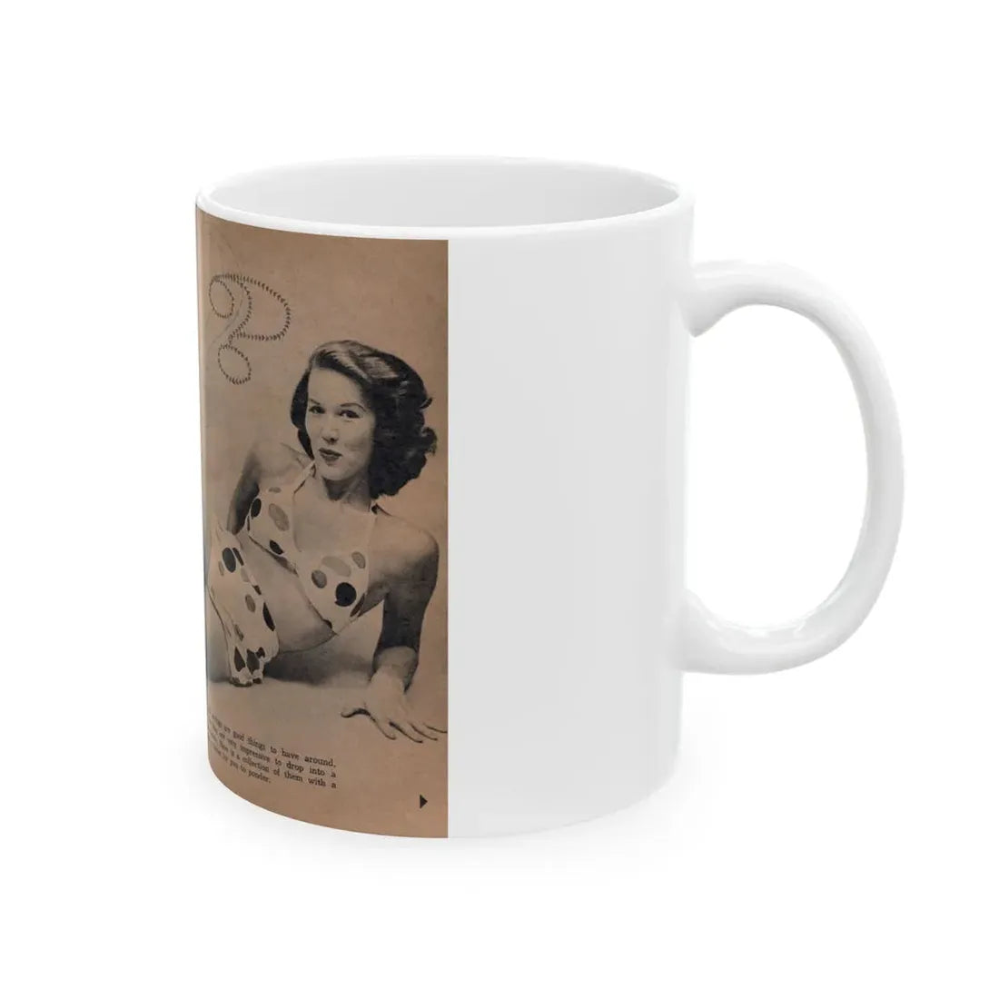Penny Duncan #73 - [Pages 68 & 69] Featuring, Penny Centerfold, Headline & Caption from EYE Digest Mag. April '56 (Vintage Female Icon) White Coffee Mug - Go Mug Yourself