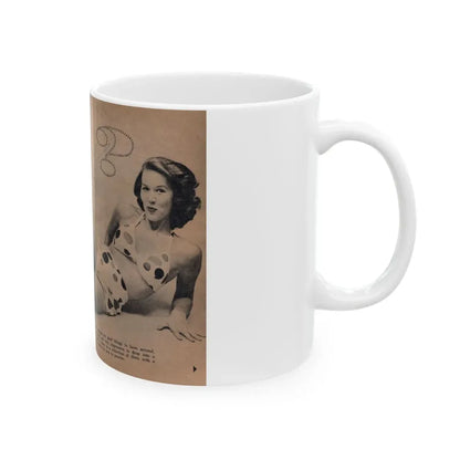Penny Duncan #73 - [Pages 68 & 69] Featuring, Penny Centerfold, Headline & Caption from EYE Digest Mag. April '56 (Vintage Female Icon) White Coffee Mug - Go Mug Yourself