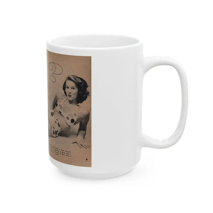 Penny Duncan #73 - [Pages 68 & 69] Featuring, Penny Centerfold, Headline & Caption from EYE Digest Mag. April '56 (Vintage Female Icon) White Coffee Mug - Go Mug Yourself