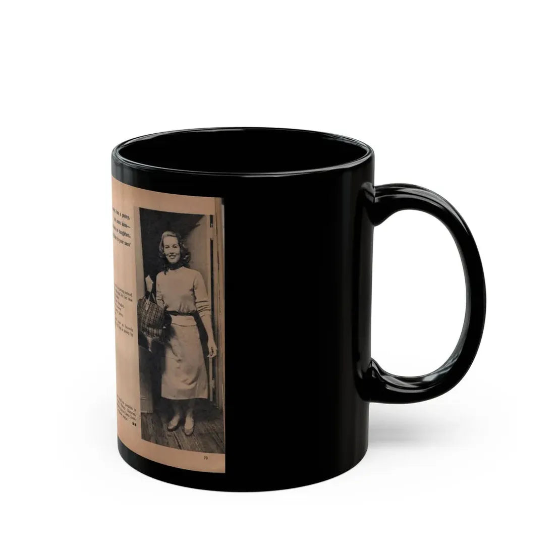 Penny Duncan #75 - [Pages 72 & 73] Featuring, Penny 2 Photos, 2 Captions & Brief Article from EYE Digest Mag. April '56 (Vintage Female Icon) Black Coffee Mug - Go Mug Yourself