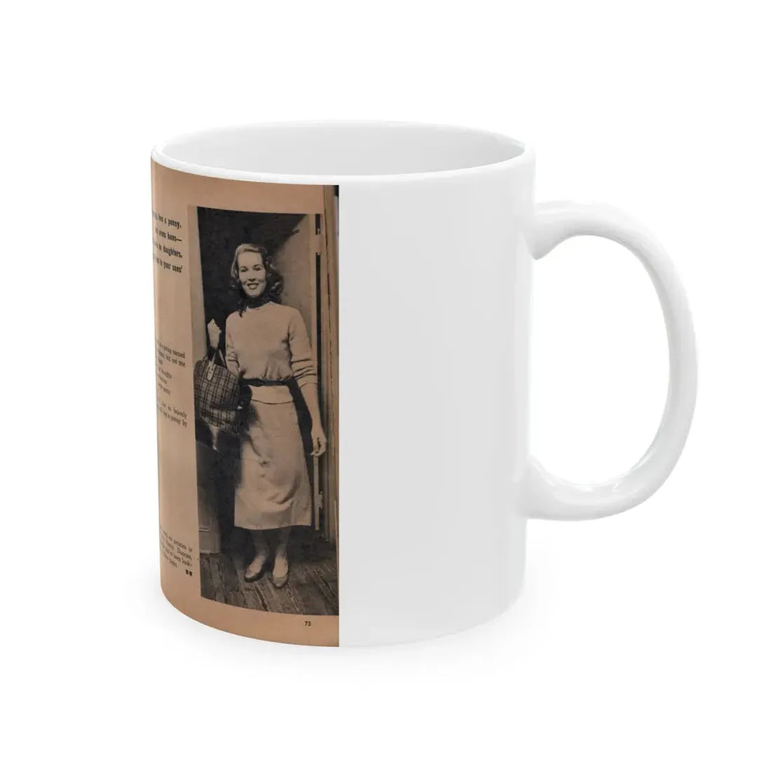 Penny Duncan #75 - [Pages 72 & 73] Featuring, Penny 2 Photos, 2 Captions & Brief Article from EYE Digest Mag. April '56 (Vintage Female Icon) White Coffee Mug - Go Mug Yourself