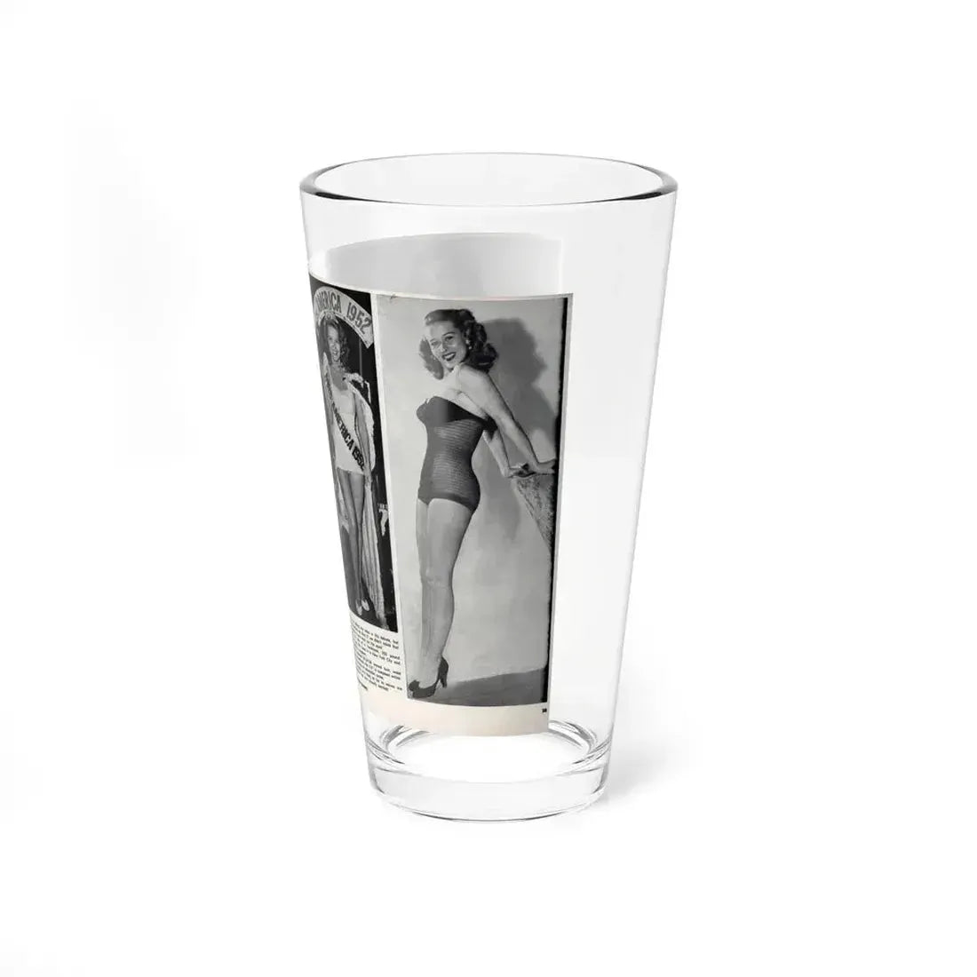 Penny Duncan #76 - [Pages 22 & 23] Featuring, Penny 3 Photos, 2 Captions & Brief Article from AMERICAN BEAUTIES Mag. Nov. '52 (Vintage Female Icon) Pint Glass 16oz - Go Mug Yourself