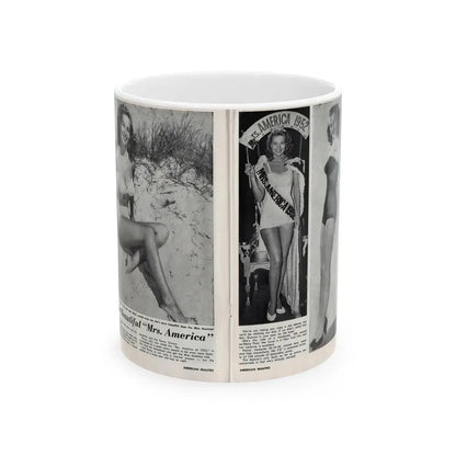 Penny Duncan #76 - [Pages 22 & 23] Featuring, Penny 3 Photos, 2 Captions & Brief Article from AMERICAN BEAUTIES Mag. Nov. '52 (Vintage Female Icon) White Coffee Mug 11oz - Go Mug Yourself