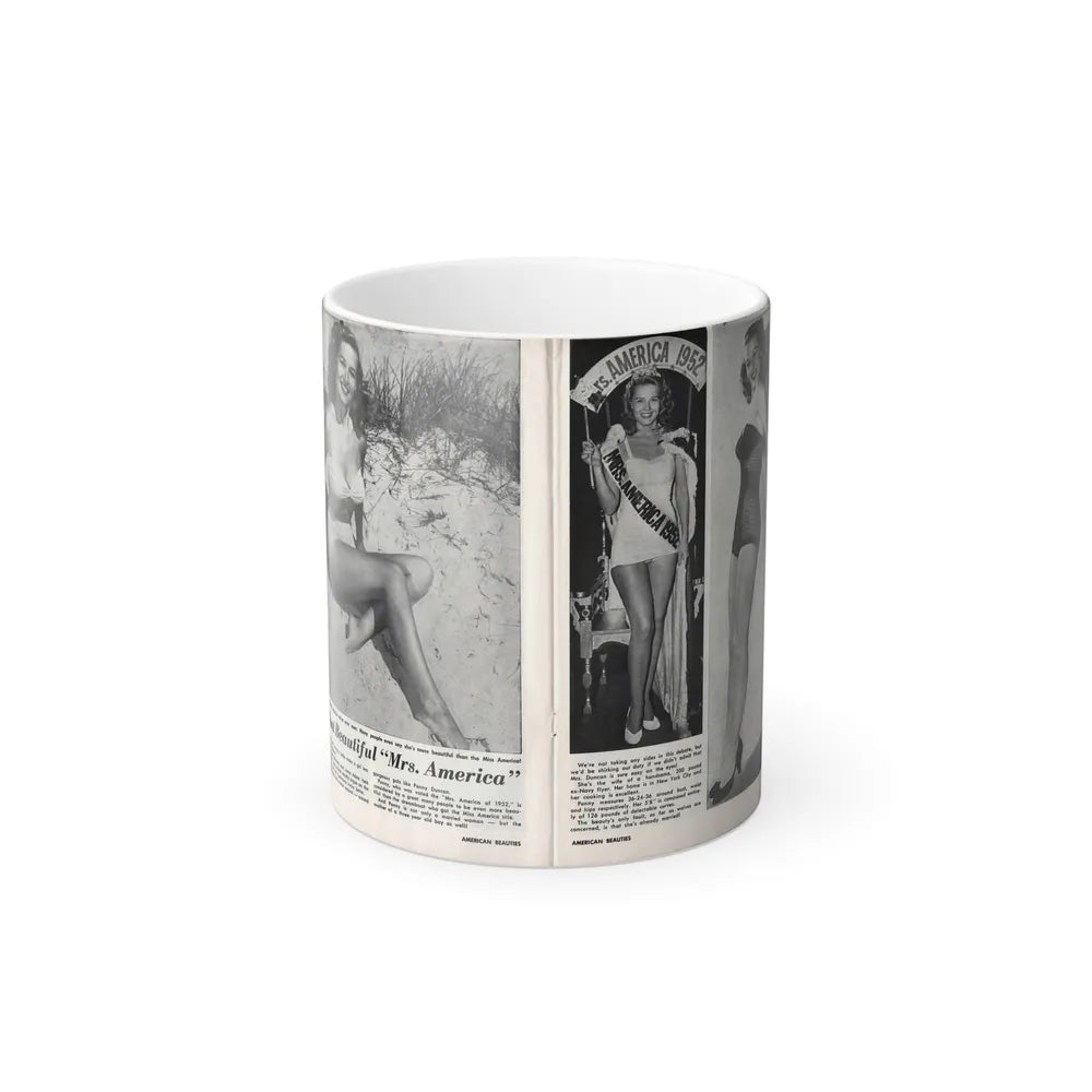 Penny Duncan #76 - [Pages 22 & 23] Featuring, Penny 3 Photos, 2 Captions & Brief Article from AMERICAN BEAUTIES Mag. Nov. '52 (Vintage Female Icons) Color Changing Mug 11oz-11oz-Go Mug Yourself