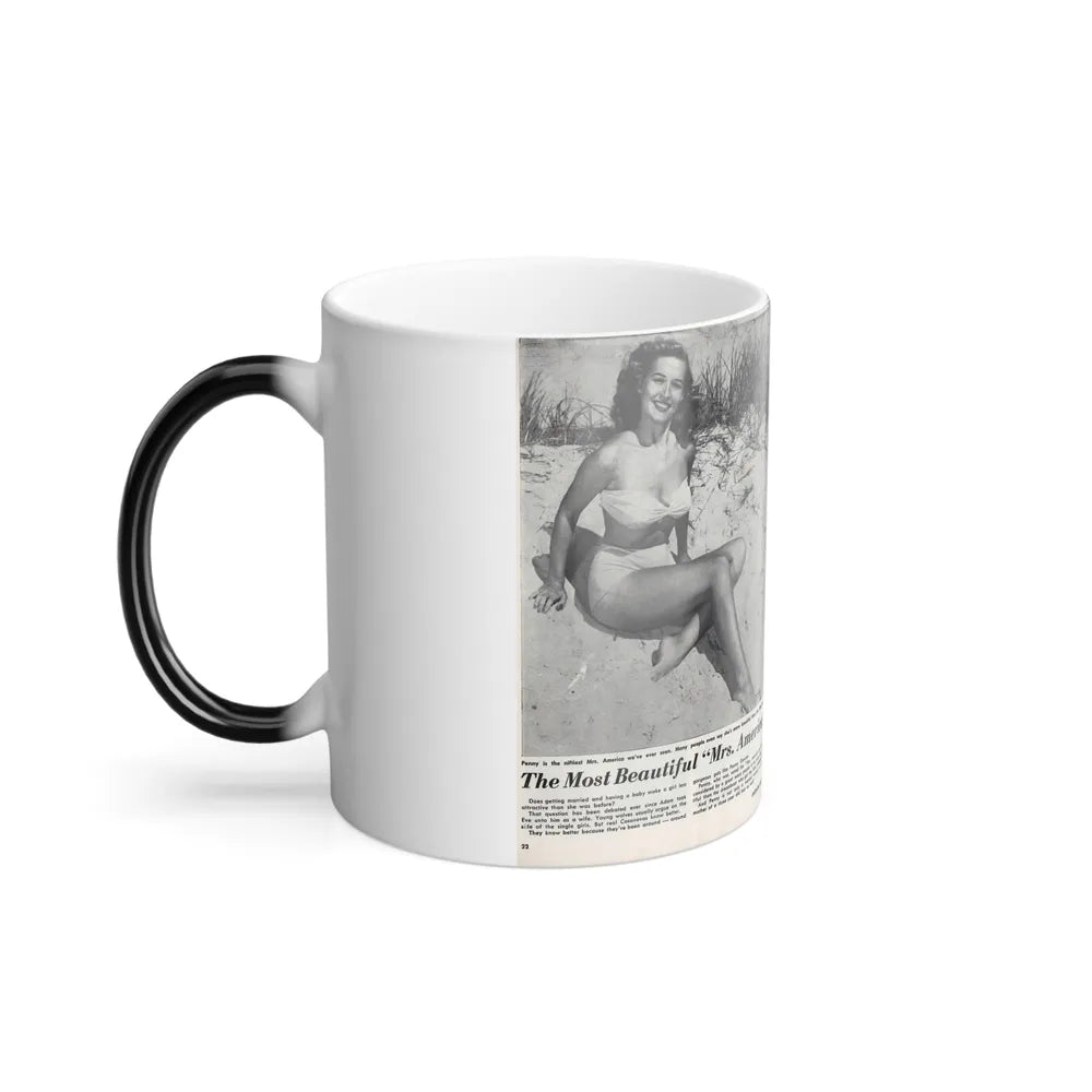 Penny Duncan #76 - [Pages 22 & 23] Featuring, Penny 3 Photos, 2 Captions & Brief Article from AMERICAN BEAUTIES Mag. Nov. '52 (Vintage Female Icons) Color Changing Mug 11oz-Go Mug Yourself