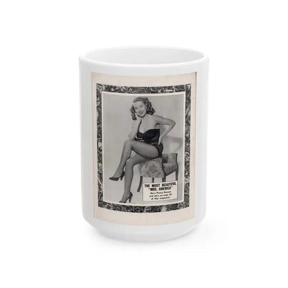 Penny Duncan #77 - Penny on Back Cover Advert for her 2 pages inside from AMERICAN BEAUTIES Mag. Nov. '52 (Vintage Female Icon) White Coffee Mug 15oz - Go Mug Yourself