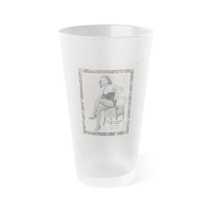 Penny Duncan #77 - Penny on Back Cover Advert for her 2 pages inside from AMERICAN BEAUTIES Mag. Nov. '52 (Vintage Female Icon) Frosted Pint Glass 16oz-16oz-Frosted-Go Mug Yourself