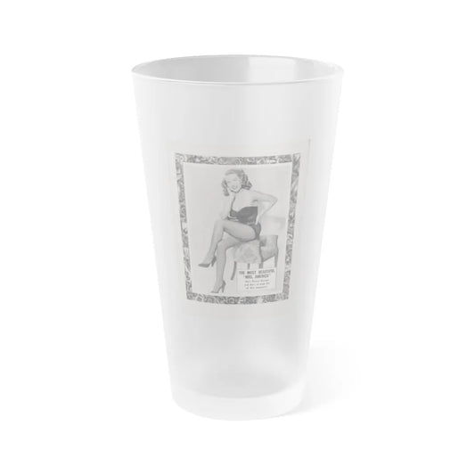 Penny Duncan #77 - Penny on Back Cover Advert for her 2 pages inside from AMERICAN BEAUTIES Mag. Nov. '52 (Vintage Female Icon) Frosted Pint Glass 16oz-16oz-Frosted-Go Mug Yourself