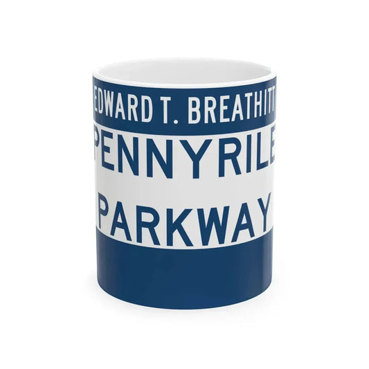 Pennyrile Parkway (Kentucky) (Road Sign) White Coffee Mug 11oz - Go Mug Yourself