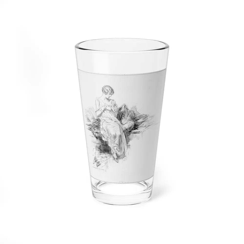 Pensive Woman (c. 1920s) (Magazine Illustration) Pint Glass 16oz-16oz-Go Mug Yourself