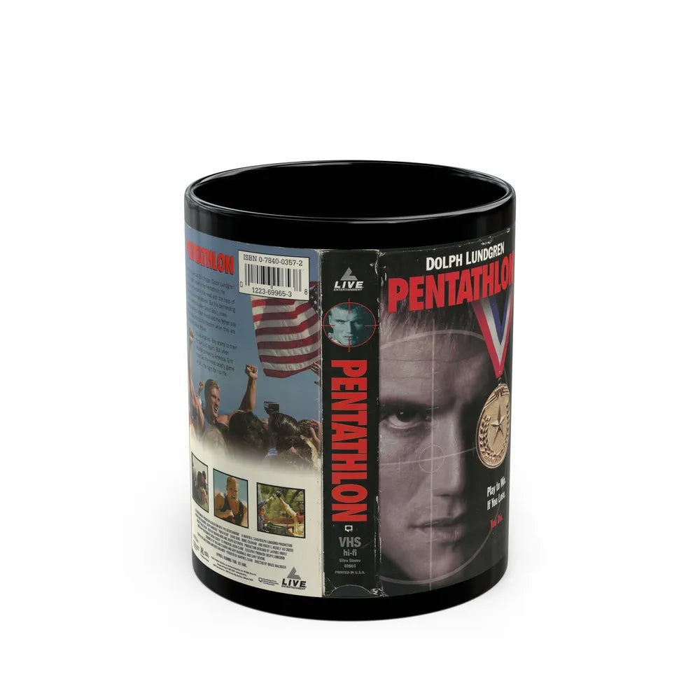 PENTATHLON DOLPH LUNDGREN (VHS COVER) - Black Coffee Mug-11oz-Go Mug Yourself