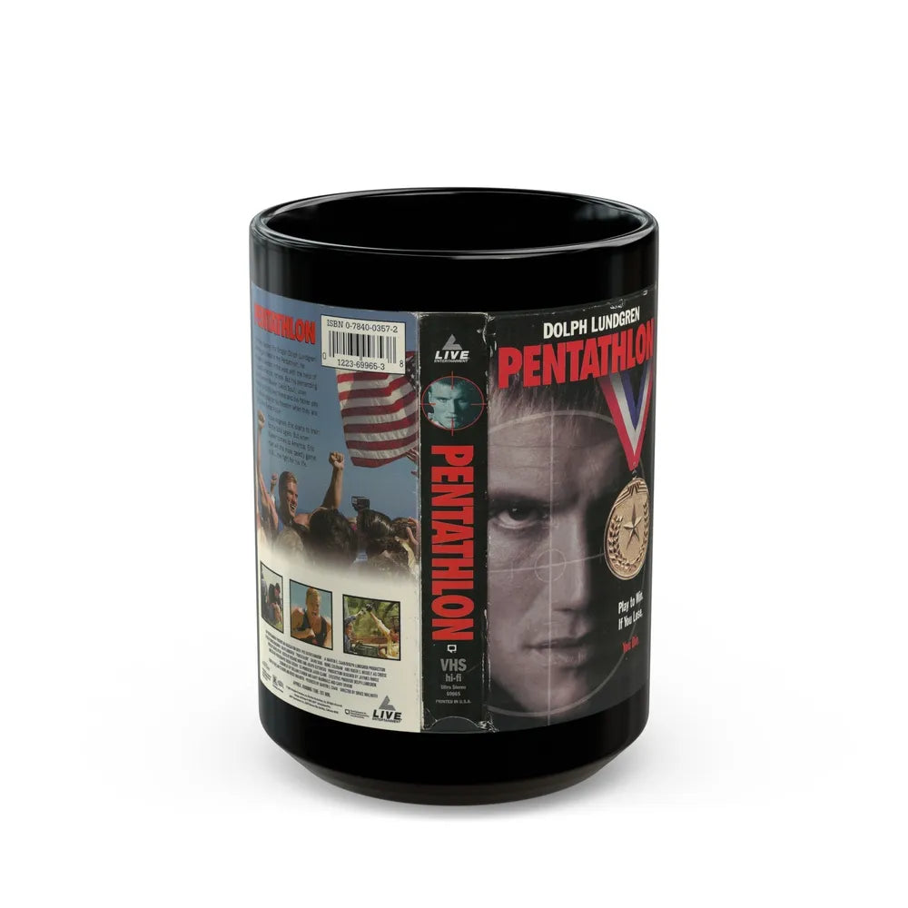 PENTATHLON DOLPH LUNDGREN (VHS COVER) - Black Coffee Mug-15oz-Go Mug Yourself