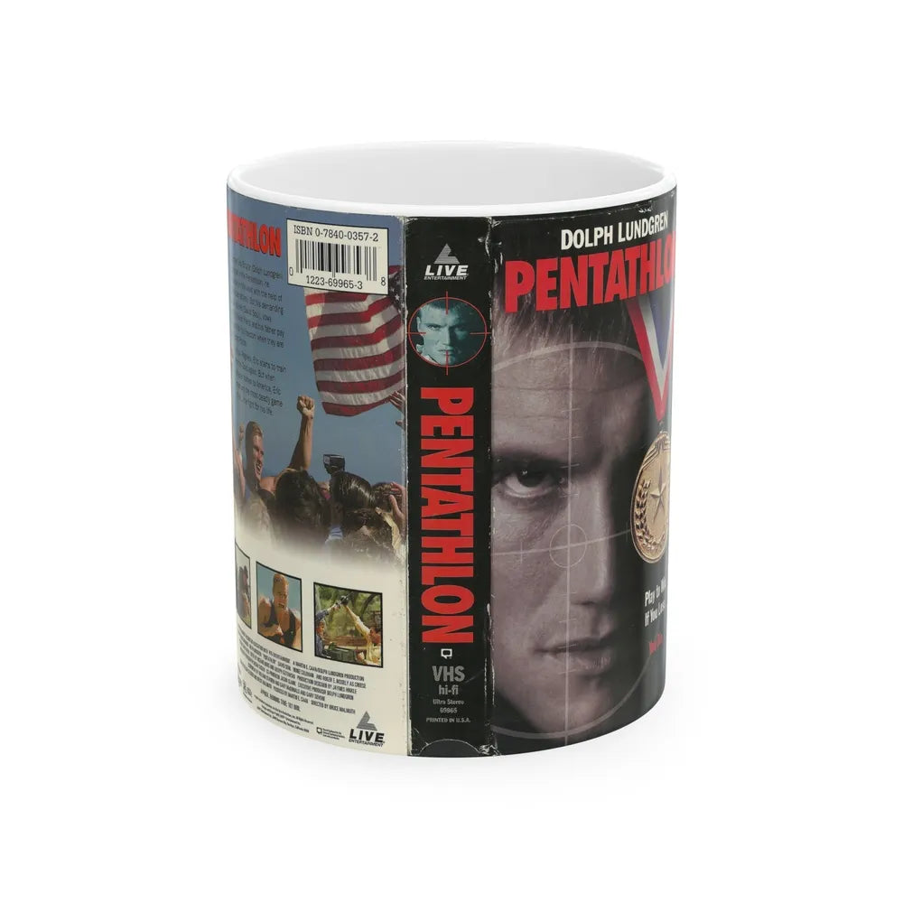 PENTATHLON DOLPH LUNDGREN (VHS COVER) - White Coffee Mug-11oz-Go Mug Yourself