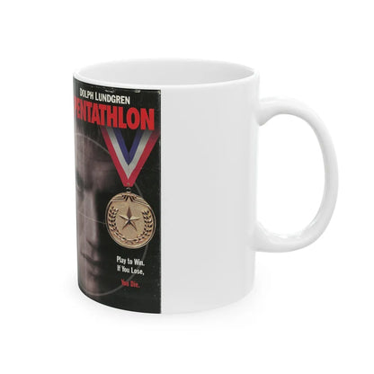 PENTATHLON DOLPH LUNDGREN (VHS COVER) - White Coffee Mug-Go Mug Yourself