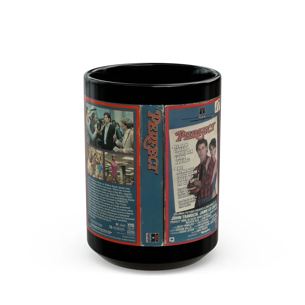 PERFECT JOHN TRAVOLTA JAMIE LEE CURTIS (VHS COVER) - Black Coffee Mug-15oz-Go Mug Yourself