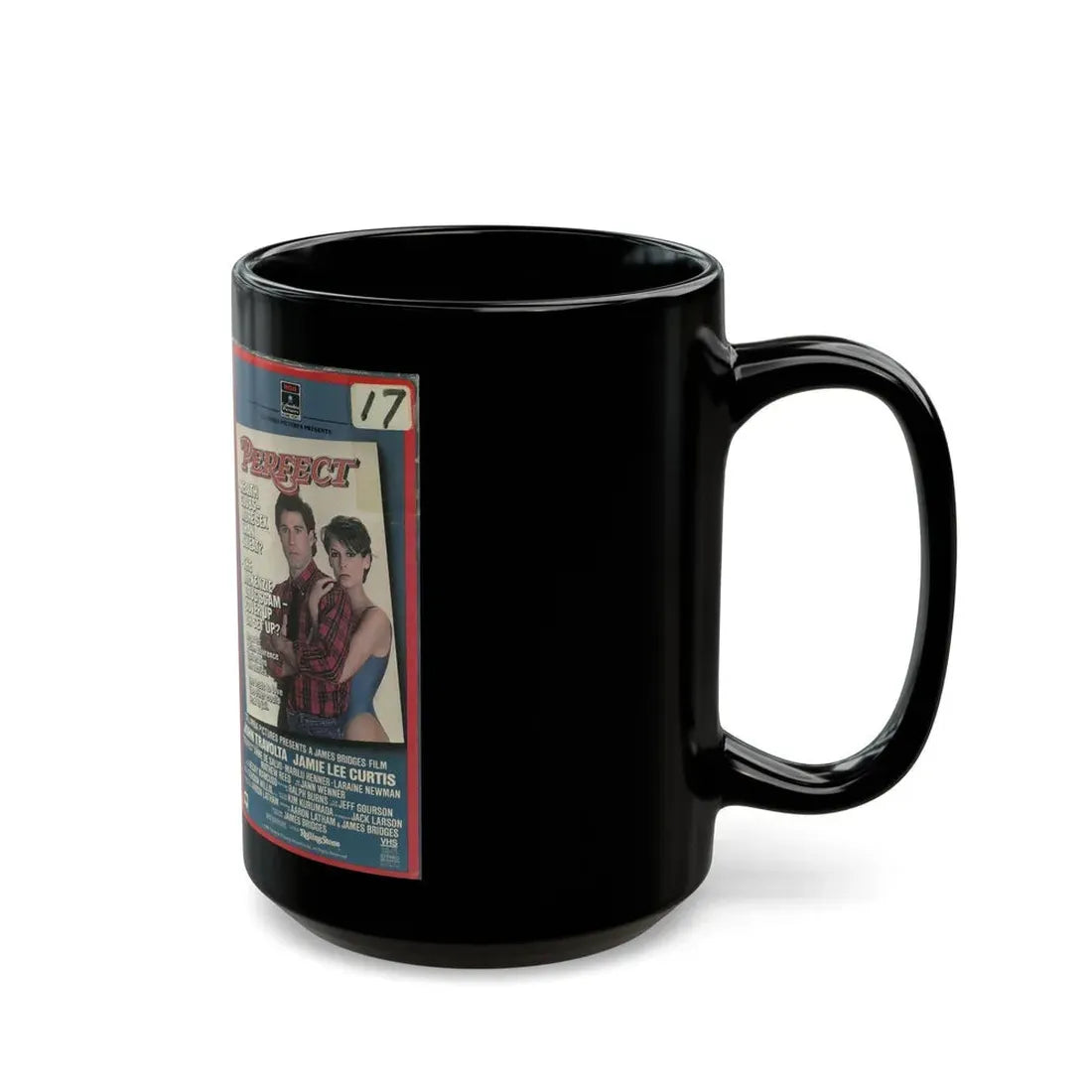 PERFECT JOHN TRAVOLTA JAMIE LEE CURTIS (VHS COVER) - Black Coffee Mug - Go Mug Yourself