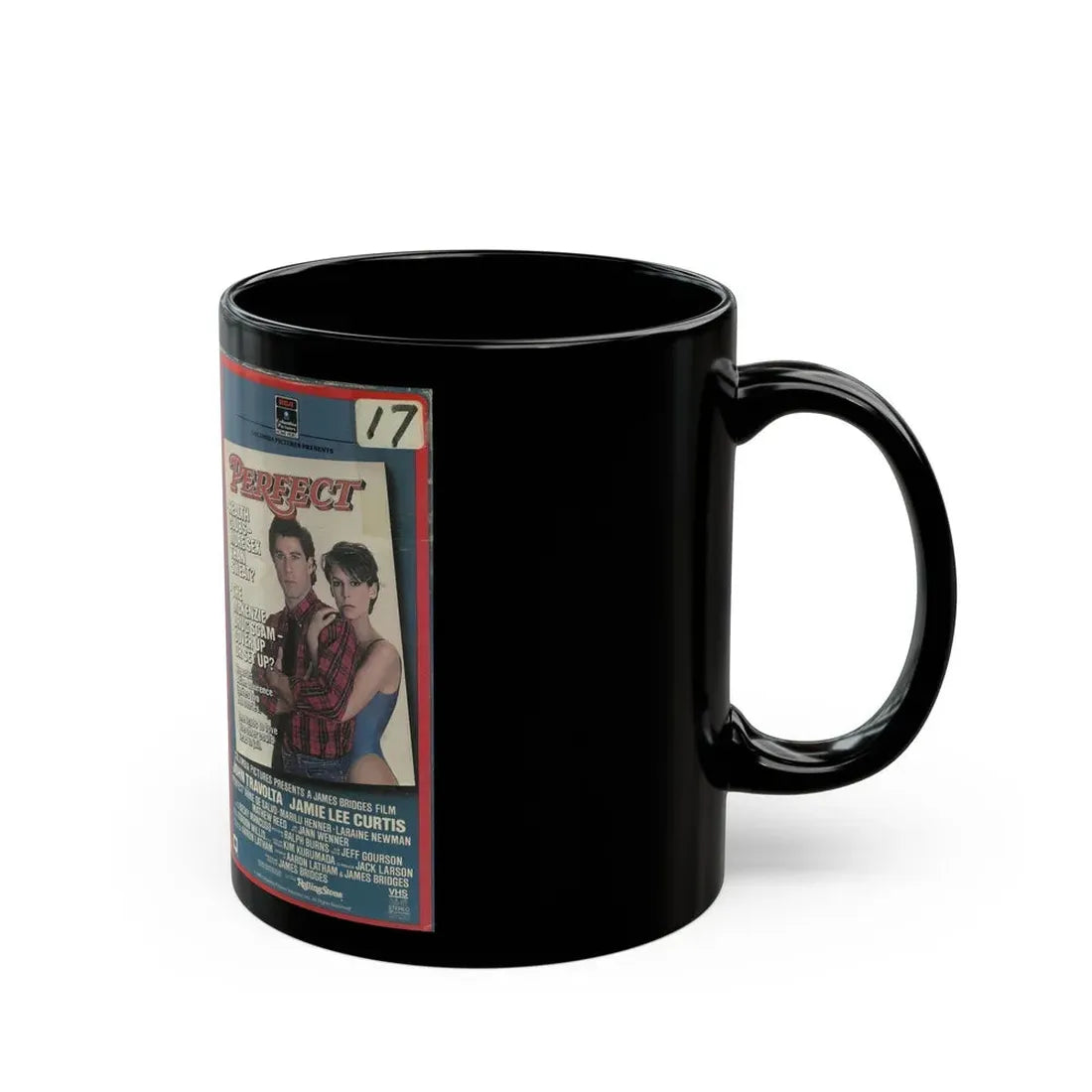 PERFECT JOHN TRAVOLTA JAMIE LEE CURTIS (VHS COVER) - Black Coffee Mug - Go Mug Yourself