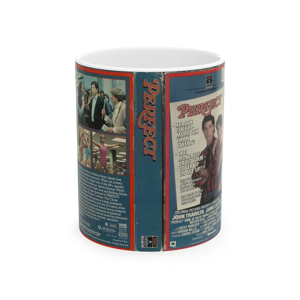 PERFECT JOHN TRAVOLTA JAMIE LEE CURTIS (VHS COVER) - White Coffee Mug-11oz-Go Mug Yourself