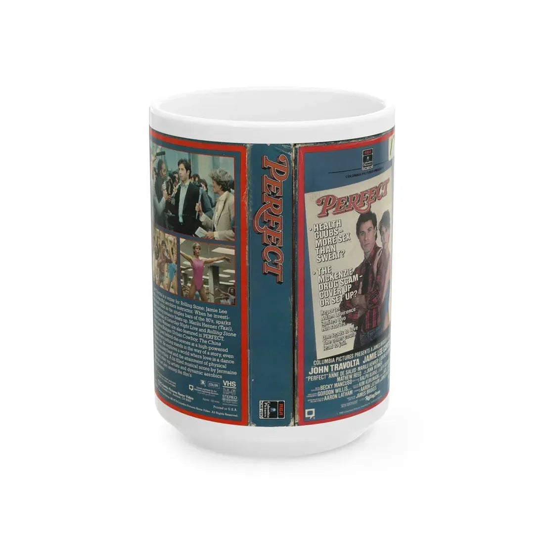 PERFECT JOHN TRAVOLTA JAMIE LEE CURTIS (VHS COVER) - White Coffee Mug 15oz - Go Mug Yourself