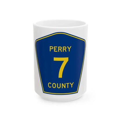 Perry County 7 (Illinois) (Road Sign) White Coffee Mug 15oz - Go Mug Yourself