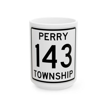 Perry Township Route 143 Logan County Ohio (Ohio) (Road Sign) White Coffee Mug 15oz - Go Mug Yourself