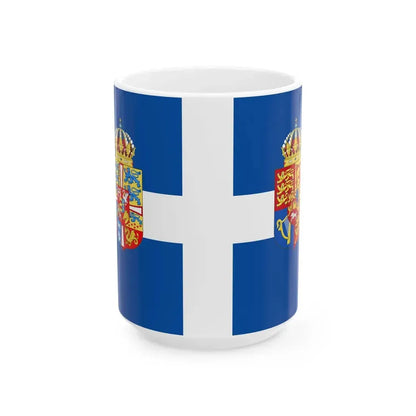 Personal flag of Queen Frederica of Greece (Greece) White Coffee Mug 15oz - Go Mug Yourself