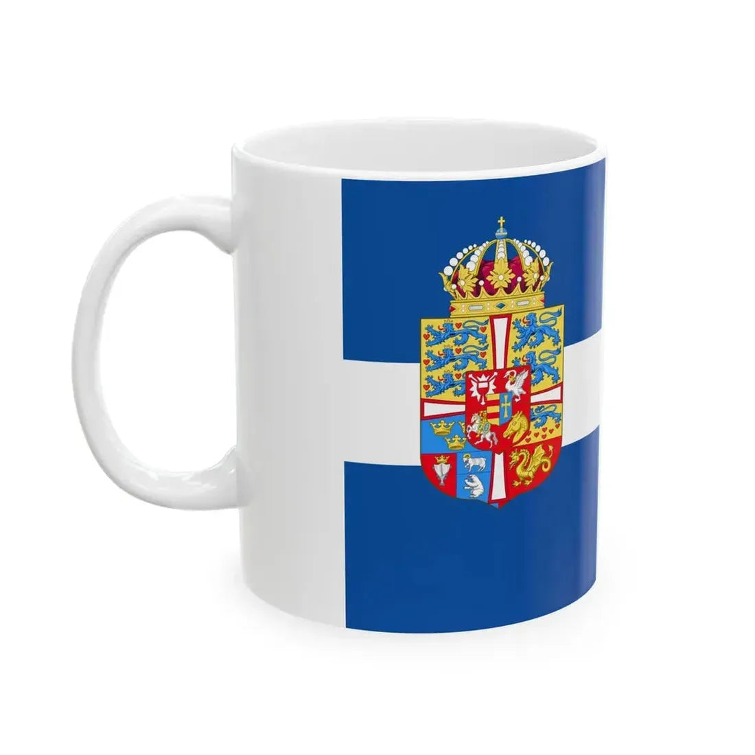 Personal flag of Queen Frederica of Greece (Greece) White Coffee Mug - Go Mug Yourself