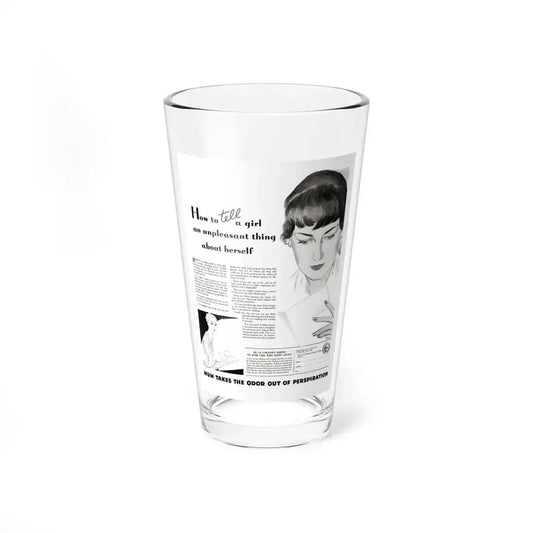 Perspiration ad, McCalls, September 1935 (Magazine Illustration) Pint Glass 16oz 16oz - Go Mug Yourself
