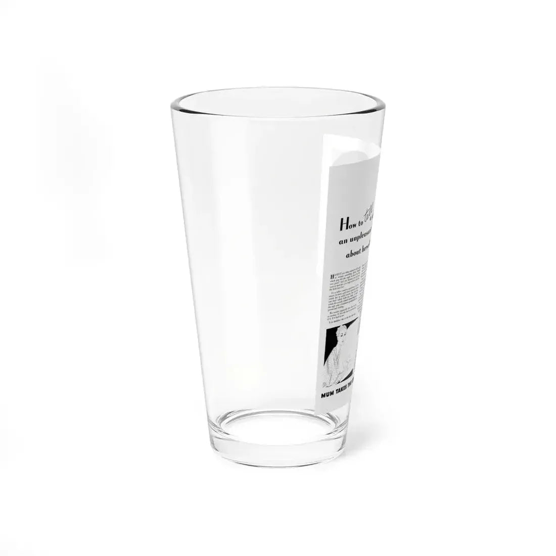 Perspiration ad, McCalls, September 1935 (Magazine Illustration) Pint Glass 16oz - Go Mug Yourself