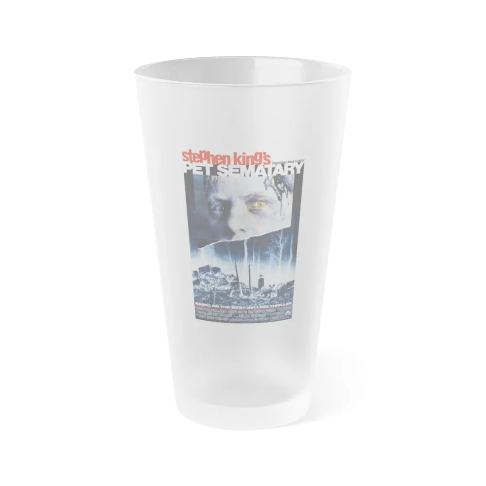 PET SEMATARY 1989 Movie Poster - Frosted Pint Glass 16oz-16oz-Frosted-Go Mug Yourself