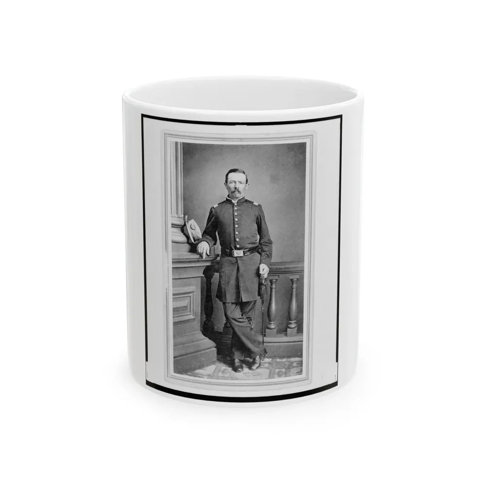 Peter Cappell, Union Officer In The 32nd Indiana Regiment, Full-Length Portrait, Standing, Facing Front (U.S. Civil War) White Coffee Mug-11oz-Go Mug Yourself