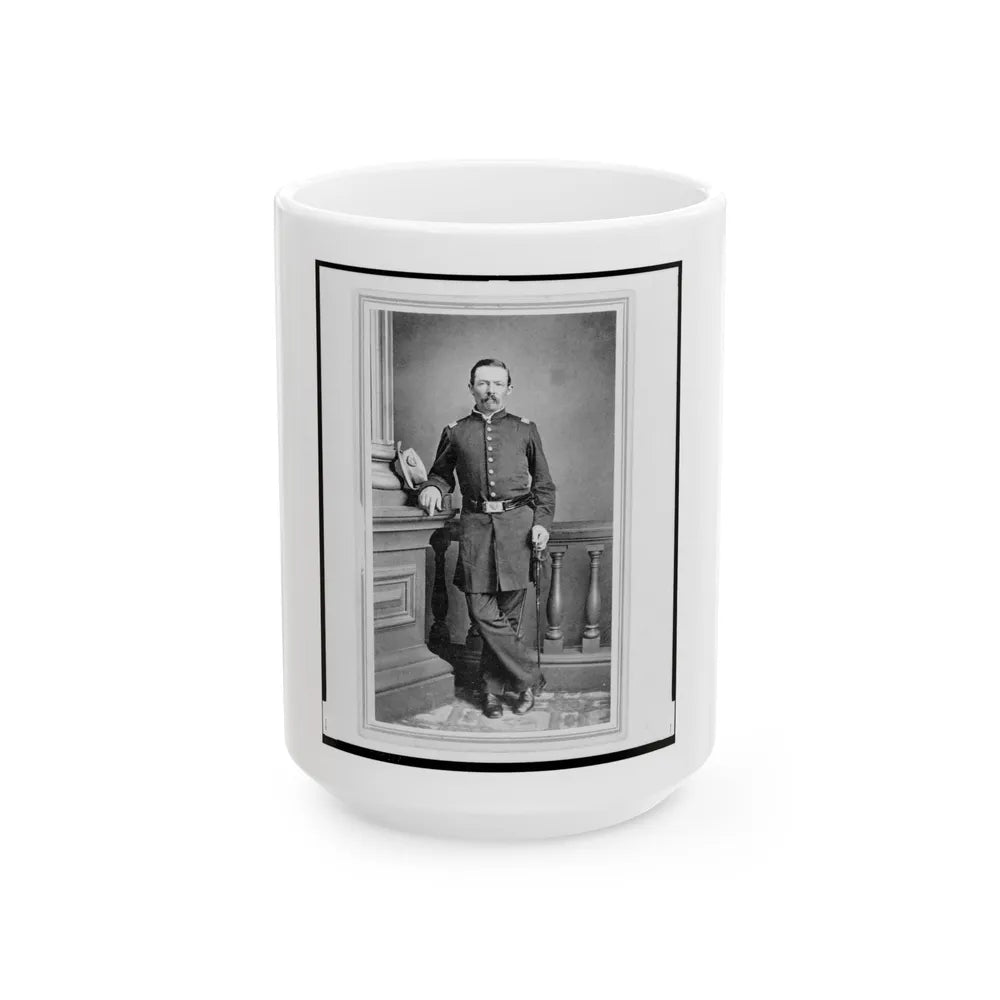 Peter Cappell, Union Officer In The 32nd Indiana Regiment, Full-Length Portrait, Standing, Facing Front (U.S. Civil War) White Coffee Mug-15oz-Go Mug Yourself