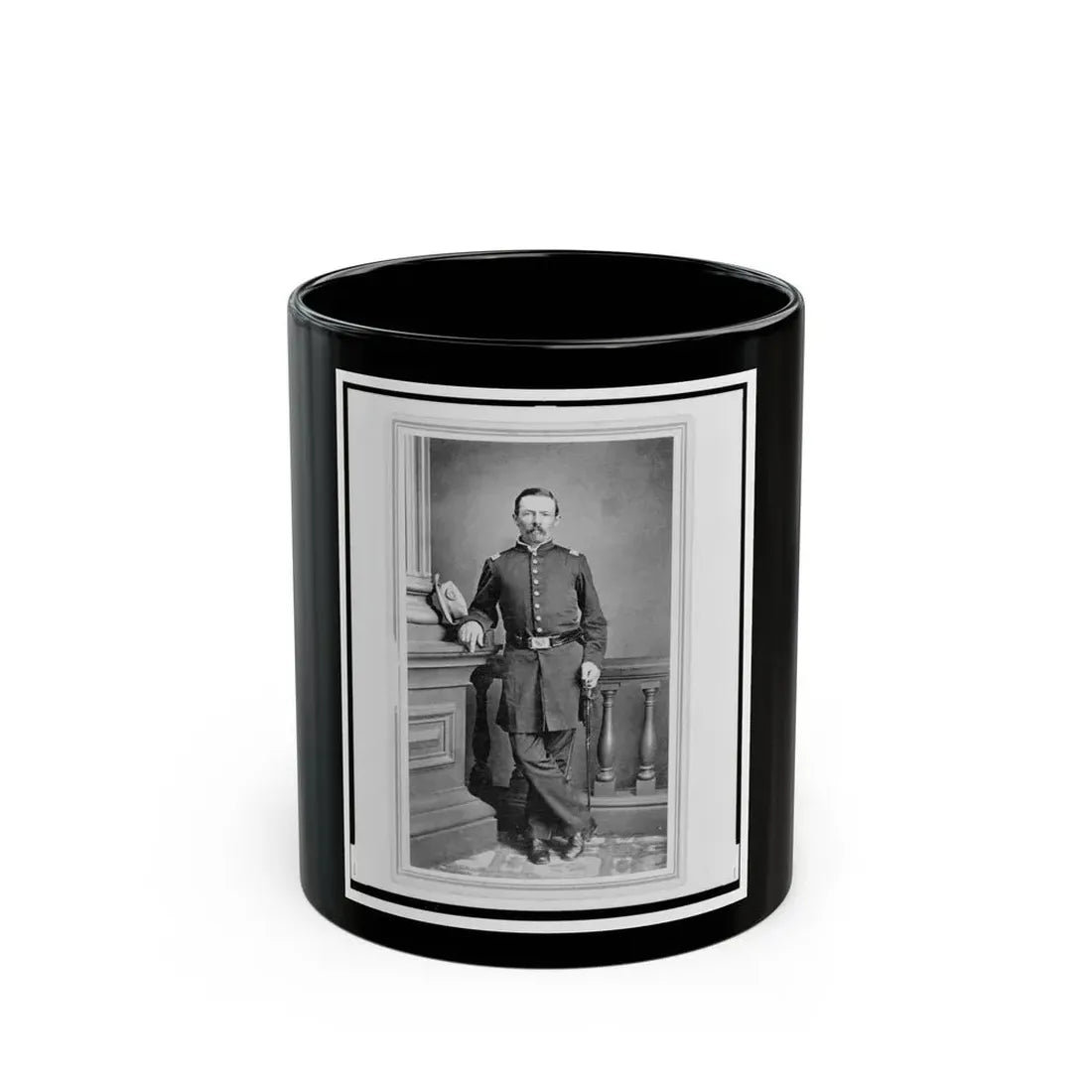 Peter Cappell, Union Officer In The 32nd Indiana Regiment, Full-Length Portrait, Standing, Facing Front (U.S. Civil War) Black Coffee Mug 11oz - Go Mug Yourself