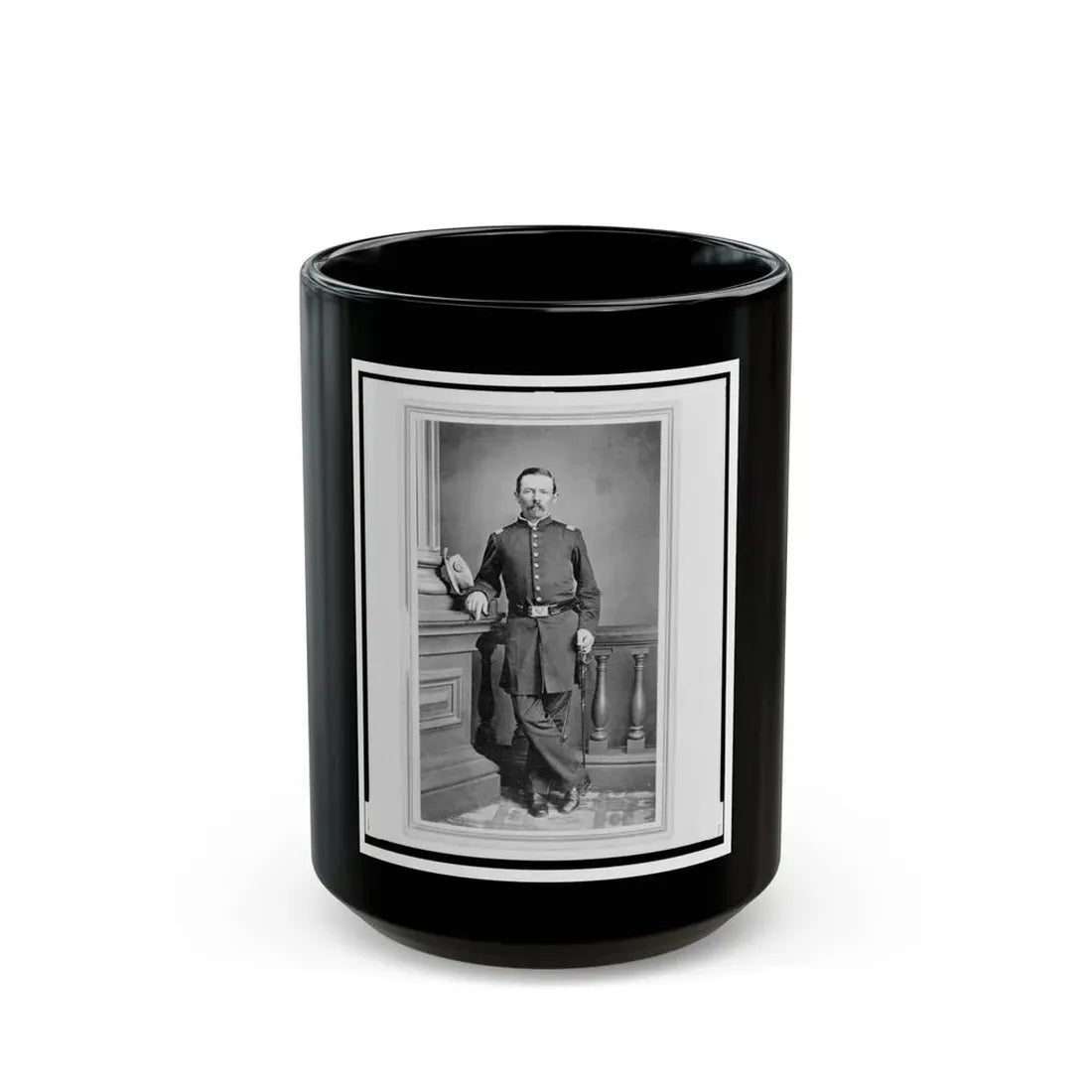Peter Cappell, Union Officer In The 32nd Indiana Regiment, Full-Length Portrait, Standing, Facing Front (U.S. Civil War) Black Coffee Mug 15oz - Go Mug Yourself
