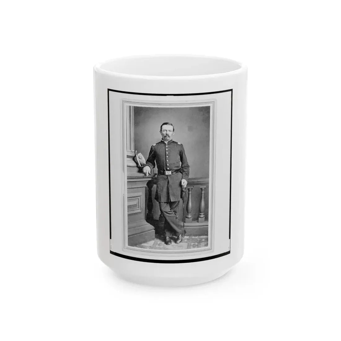 Peter Cappell, Union Officer In The 32nd Indiana Regiment, Full-Length Portrait, Standing, Facing Front (U.S. Civil War) White Coffee Mug 15oz - Go Mug Yourself