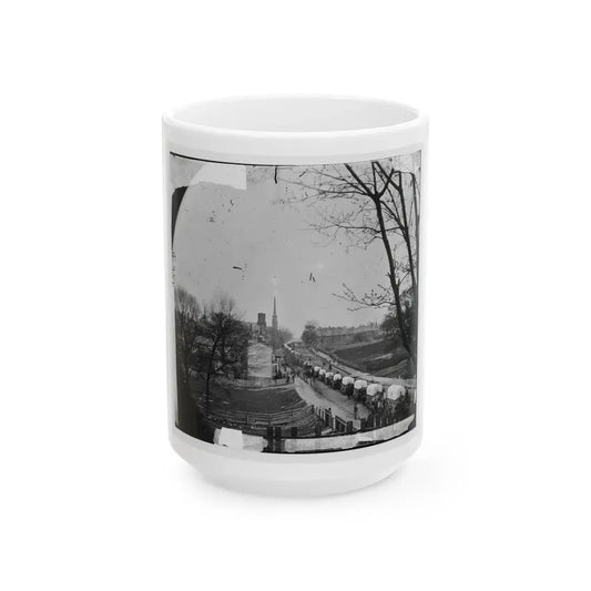 Petersburg, Va. The First Federal Wagon Train Entering The Town (U.S. Civil War) White Coffee Mug 15oz - Go Mug Yourself