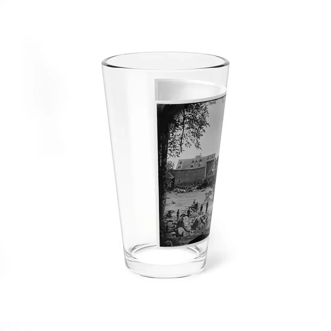 Petersburg, Va., Vicinity. Johnson's Mill On The Appomattox Near Campbell's Bridge; Soldiers Standing On Rocks In The Stream (U.S. Civil War) Pint Glass 16oz - Go Mug Yourself