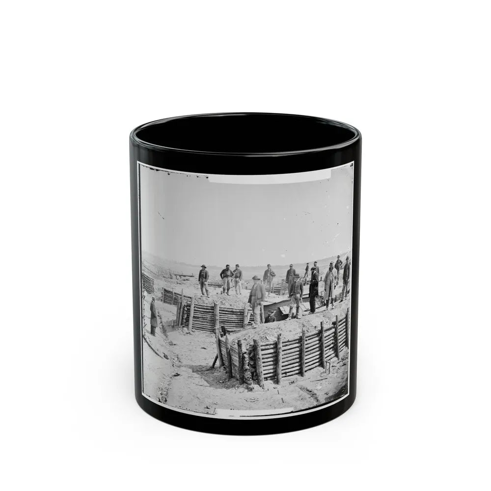 Petersburg, Va. Breastworks Of The Confederate Fort Mahone ( Fort Damnation ) (U.S. Civil War) Black Coffee Mug-11oz-Go Mug Yourself